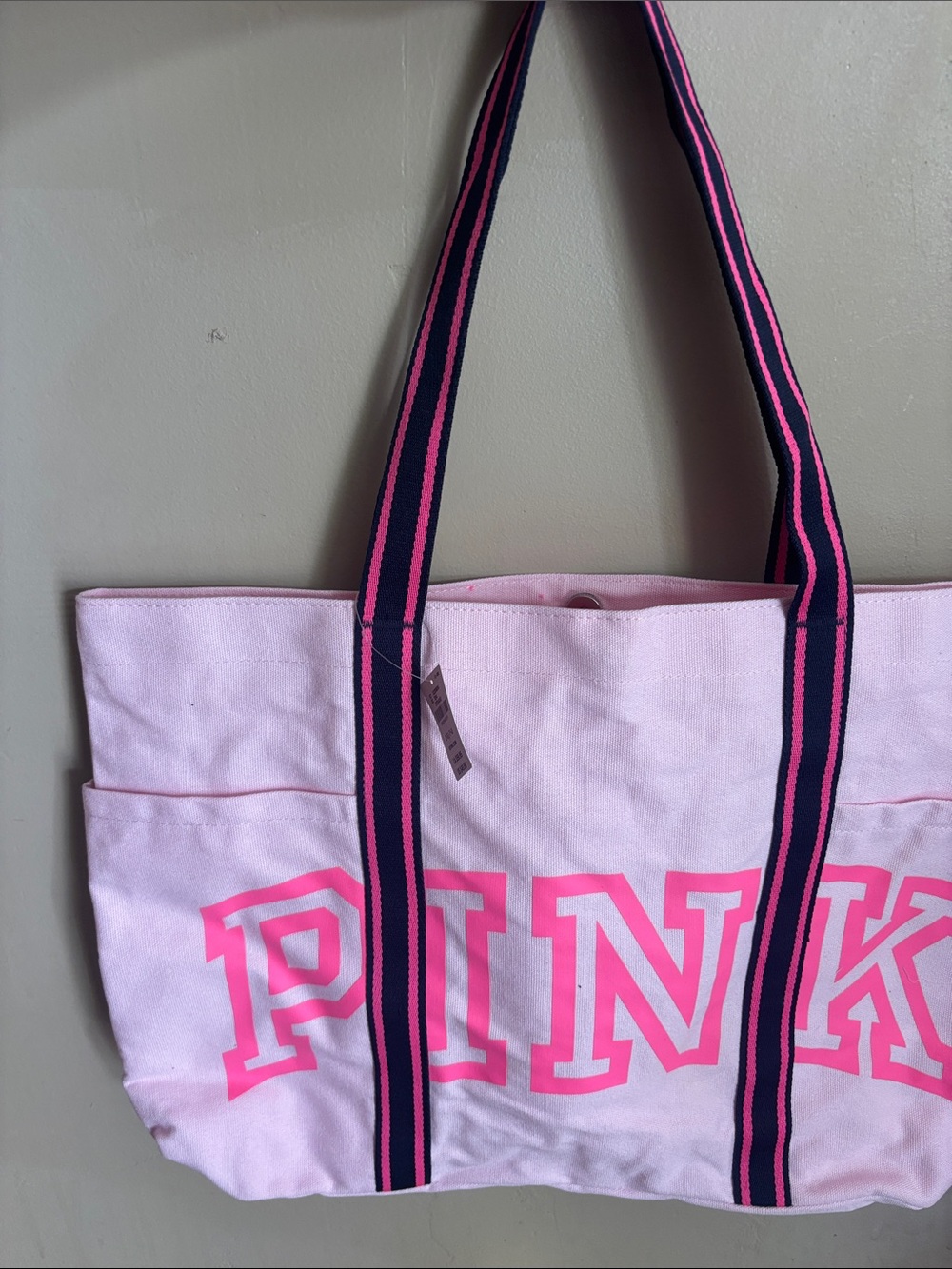 Pink Canvas Tote with Contrast Stripe Handles - PINK Victoria's Secret